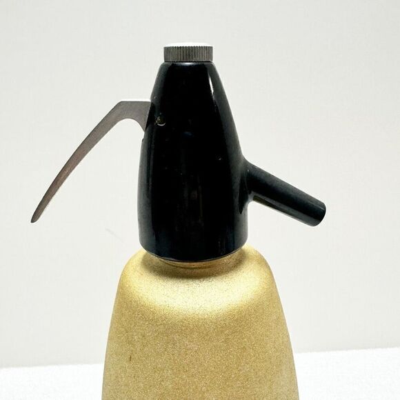 Vintage MCM Gold Seltzer Soda Siphon - Picture 6 of 10